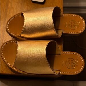 Brand new Pom D'Api Metallic Rose Gold Slide Sandals